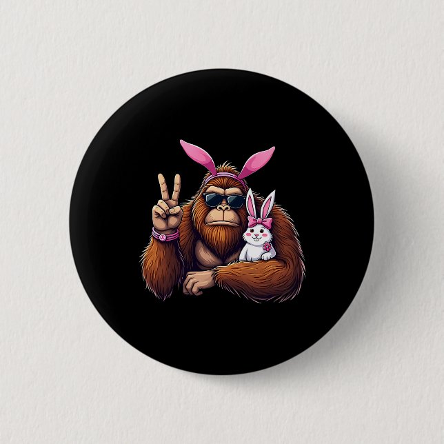 Ostern Bigfoot Bunny Funny Ostertag Sasquatch Bed  Button (Vorderseite)