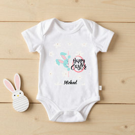 Ostern Blaues Kaninchen Personalisiertes Baby-Body Baby Strampler