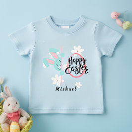 Ostern Blaues Kaninchen Personalisiertes T-Shirt