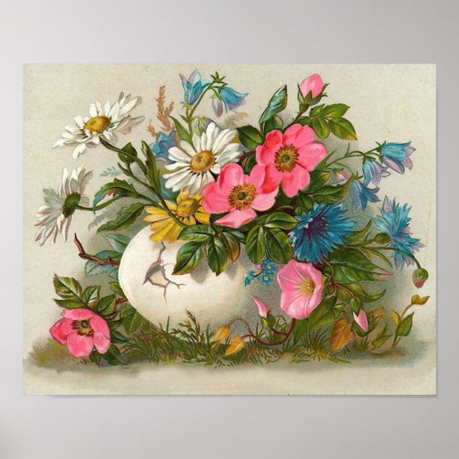 Ostern Blume Vintage Blumenpracht Poster (Vorne)