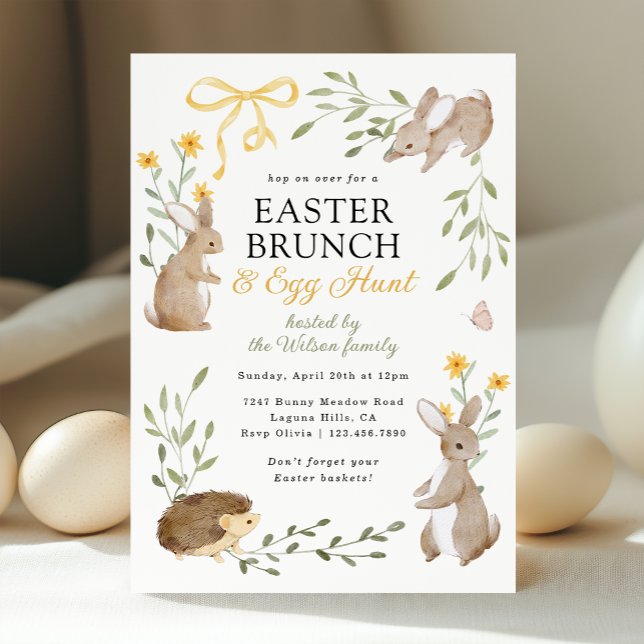 Ostern Brunch & Egg Hunt Bunny Spring Florals Einladung (Von Creator hochgeladen)