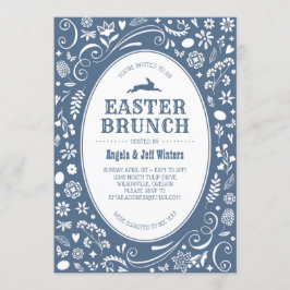 Ostern-Brunch in Denim-blauem Blumen Einladung