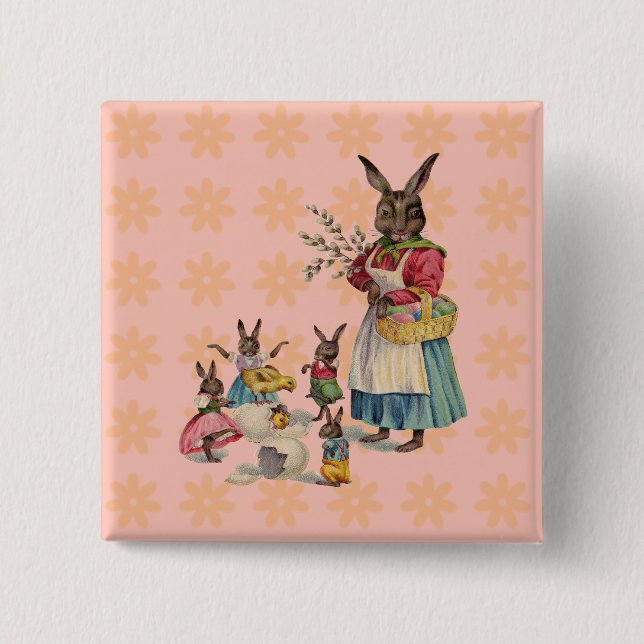 Ostern Bunny Chicken Bunny Egg Button (Vorderseite)