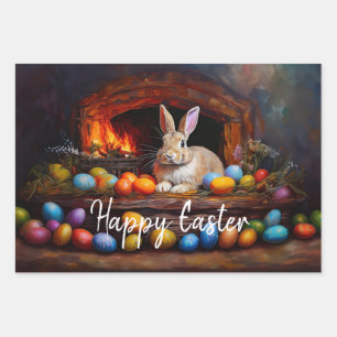 Ostern Bunny farbenfrohe Ostereier Happy Oster Geschenkpapier Set