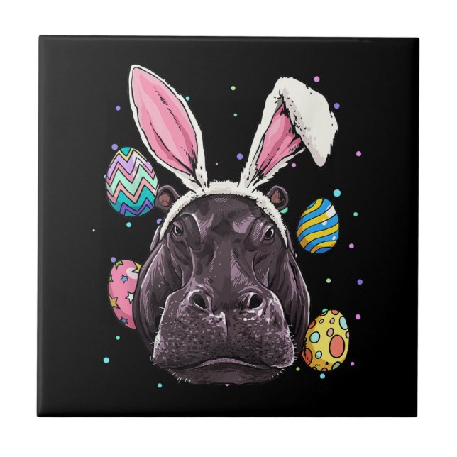 Ostern Bunny Hippo Funny Osterfest Wandern Fliese (Vorderseite)