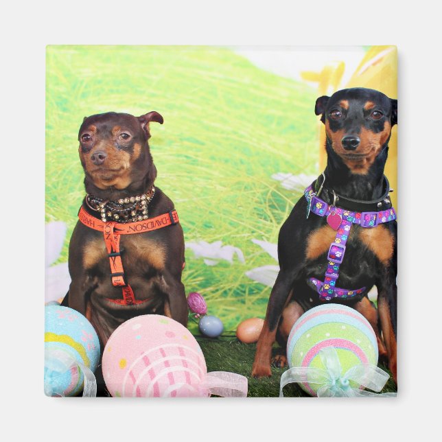 Ostern - Button - Zena und Gidget Magnet (Vorne)