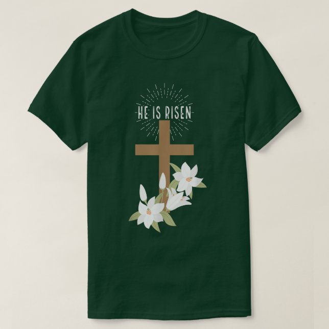 Ostern Christlich ist er Risen Jesus glücklich Cro T-Shirt (Design vorne)