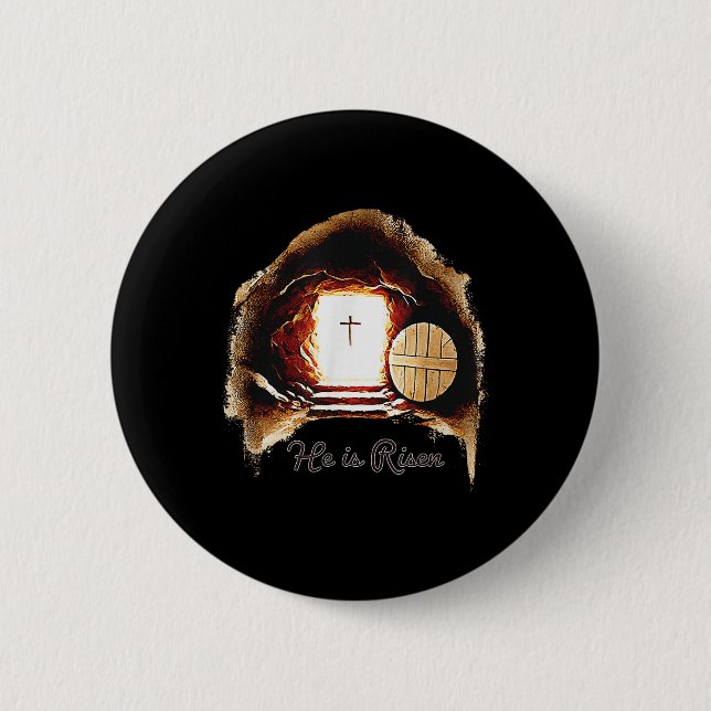Ostern Christlich ist er riskiert Jesus leere Tomb Button (Vorderseite)