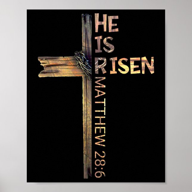 Ostern Christlich ist er riss Sun Auferstehung Män Poster (Vorne)