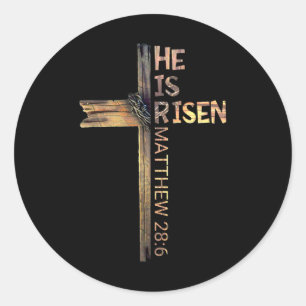 Ostern Christlich ist er riss Sun Auferstehung Män Runder Aufkleber