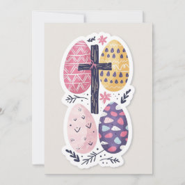 Ostern Christliche Karte, Ostereier und Jesus Kreu Feiertagskarte