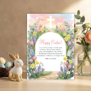 Ostern Christliche Segnungen Kreuz Frühjahrsblumen Feiertagskarte