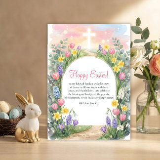 Ostern Christliche Segnungen Kreuz Frühjahrsblumen Feiertagskarte
