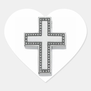 Ostern/Christliches Kreuz Herz-Aufkleber
