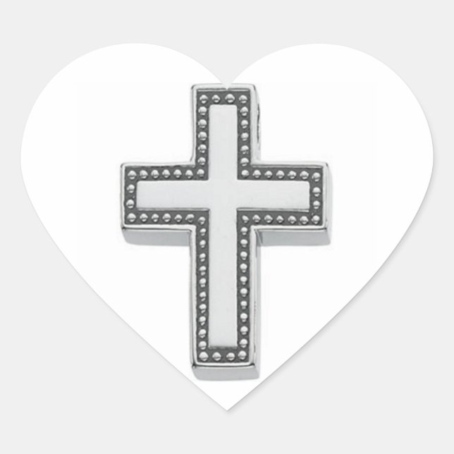 Ostern/Christliches Kreuz Herz-Aufkleber (Vorderseite)