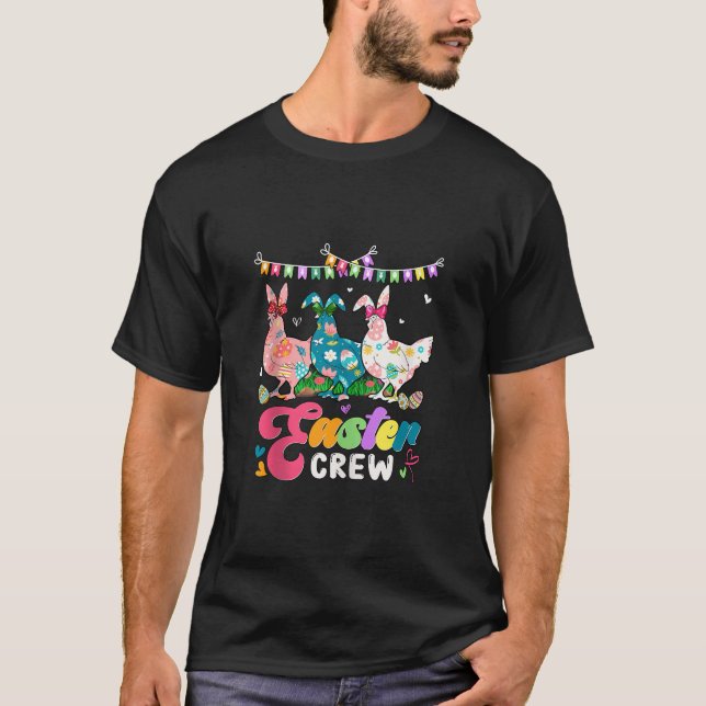 Ostern Crew Drei blühende Hühner Krawatte Eros Ben T-Shirt (Vorderseite)