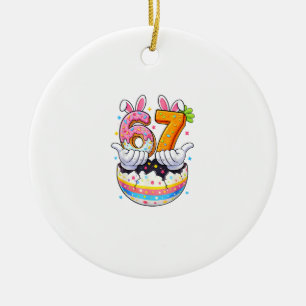 Ostern Eier Lustiger Hase Jungen Mädchen Sechs Sie Keramik Ornament