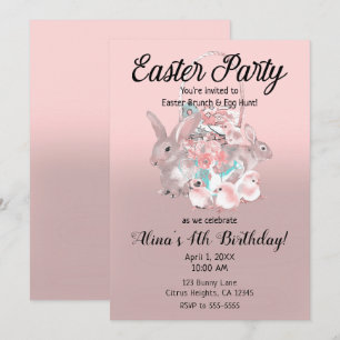 Ostern-Eier-Suche-Frühjahr-Geburtstagsfeier Rosa B Einladung