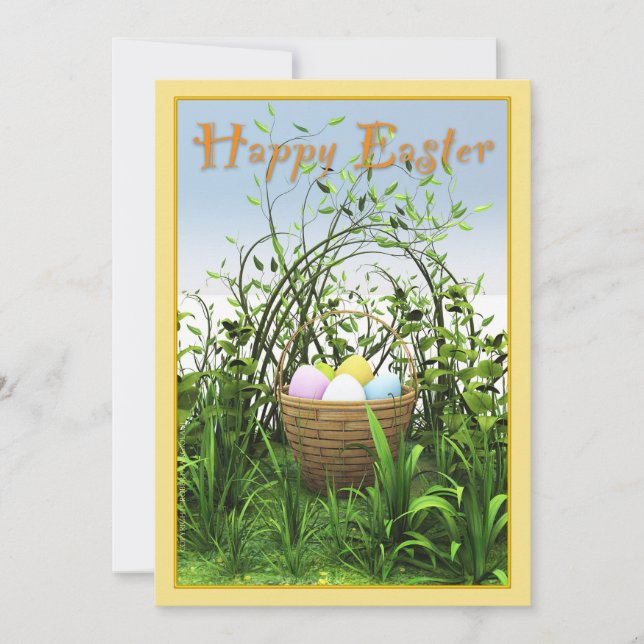 Ostern - Ein Eierkorb auf der Wiese Ankündigung (Vorderseite)