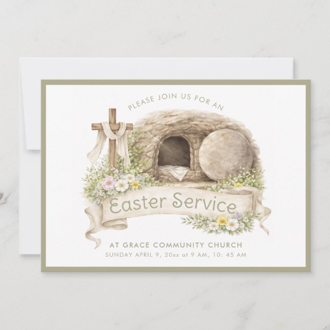 Ostern | Einladung zum Ostergottesdienst (Vorderseite)