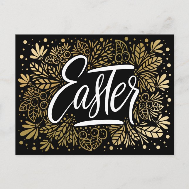 Ostern Elegantes Schwarzes und Gold Postkarte (Vorderseite)