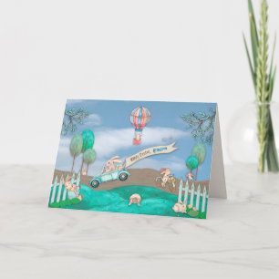 Ostern, Enkel, beschäftigte kleine Kaninchen Karte