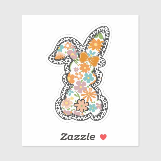 Ostern Floral Bunny Leopard Grenze glücklich Oster Aufkleber (Blatt)