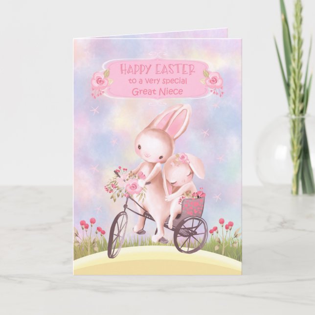 Ostern für Große Nichte Bunnies auf dem Bike Karte (Vorderseite)
