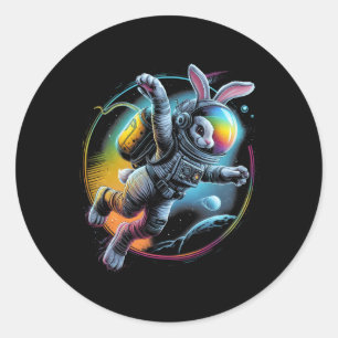 Ostern Galaxie Weltraum Kaninchen in Astrona Runder Aufkleber