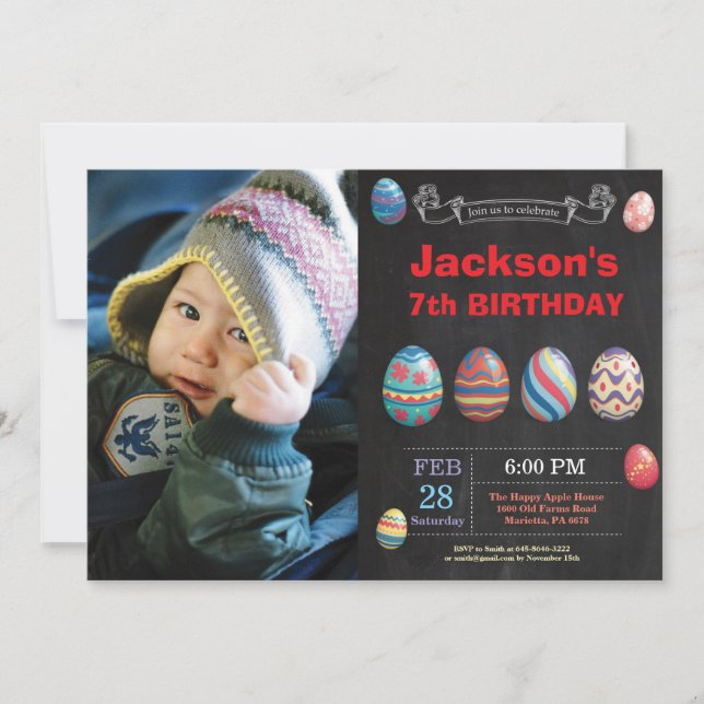 Ostern Geburtstag Junge Ostereier Foto Geburtstag Einladung (Vorderseite)
