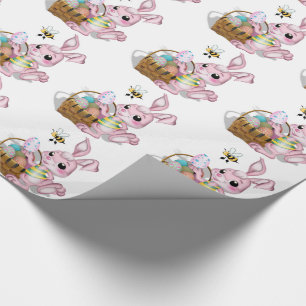 Ostern-Geschenk-Verpackung/Häschen mit Korb mit Geschenkpapier