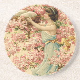 Ostern Glaube Blumen rosa Kirschblüten-Nest süß Untersetzer