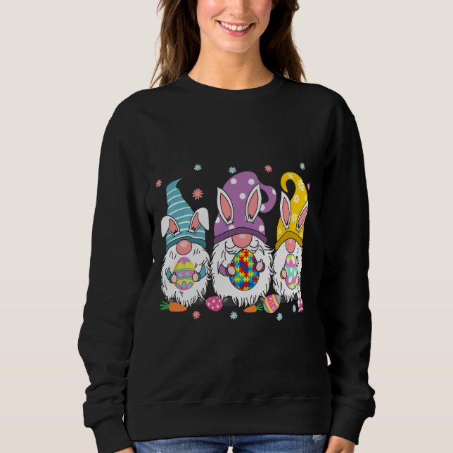 Ostern Gnome Bunny Autism Ostereier Jagd Sweatshirt (Vorderseite)