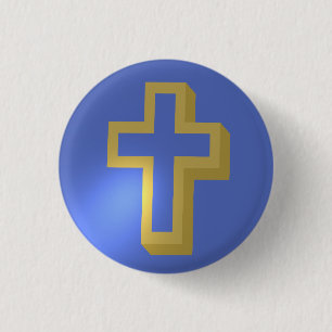 Ostern Golden Christlich Religious Cross Iris Blue Button