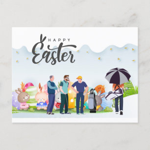 Ostern Golfen mit Golfball und Ei für Golfer  Feiertagspostkarte