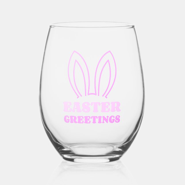 Ostern Grüße Sonnige Ohren Stemless Wine Glass Weinglas Ohne Stiel (Vorderseite)