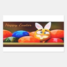 Ostern - "Happy Oaster" - Sonne/Eier Rechteckiger Aufkleber