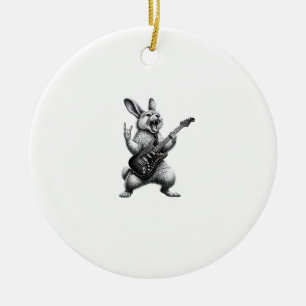 Ostern Hase spielt Gitarre Rockstar Hasenliebhaber Keramik Ornament