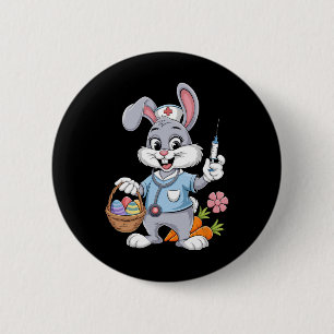 Ostern Hasen-Krankenschwester Stethoskop Kaninchen Button