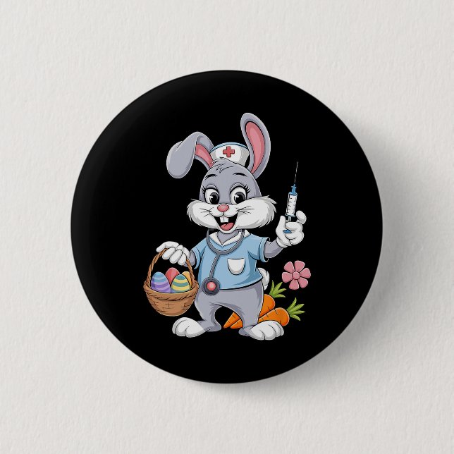 Ostern Hasen-Krankenschwester Stethoskop Kaninchen Button (Vorderseite)