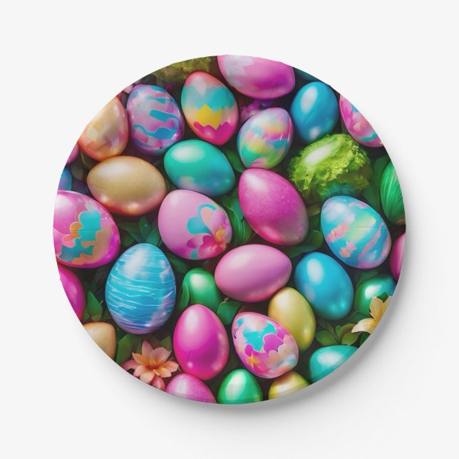 OSTERN ~ Helles Ostereiermuster ~ Pappteller (Vorderseite)
