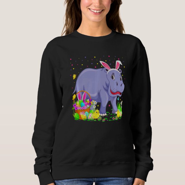Ostern Hippo Bunny Egg Jagd Hippopotamus Osterfest Sweatshirt (Vorderseite)