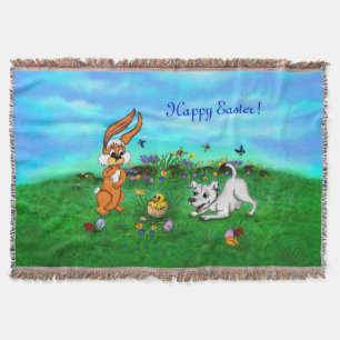 Ostern - Hündchen Kapuzinerkolben und Küken Decke
