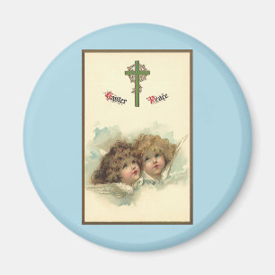 Ostern im Vintage-Stil, Engel in den Wolken im Him Magnet