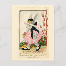 Ostern im Vintage-Stil, kleiner Hase im Osterhütch