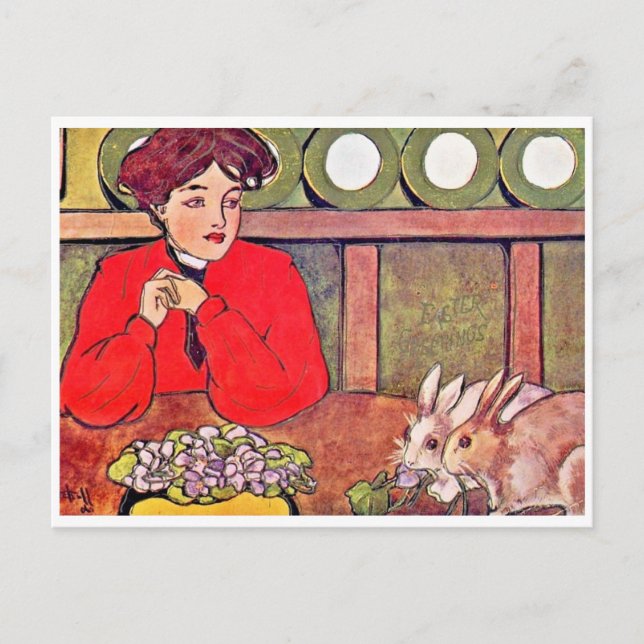 Ostern im Vintage-Stil Postkarte (Vorderseite)