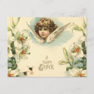 Ostern im Vintage-Stil, viktorianische Lilienblume Feiertagspostkarte
