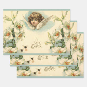 Ostern im Vintage-Stil, viktorianische Lilienblume Geschenkpapier Set