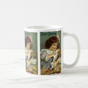 Ostern im Vintage-Stil, viktorianisches Mädchen Ha Tasse