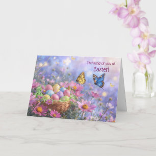 Ostern In Gedanken an Dich Hübsche Blumen Korb Eie Karte